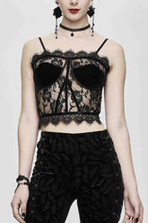Schwarzes verstellbares, mit Flockbändern verziertes Spitzen-Neckholder-Gothic-Korsett